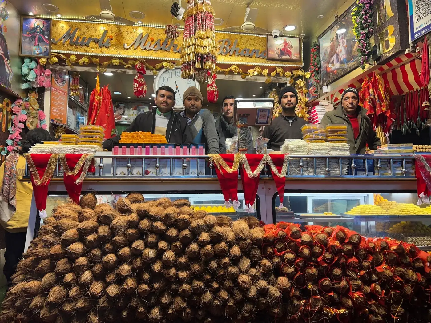 Laddoo and prasad counter at Murli Misthan Bhandar